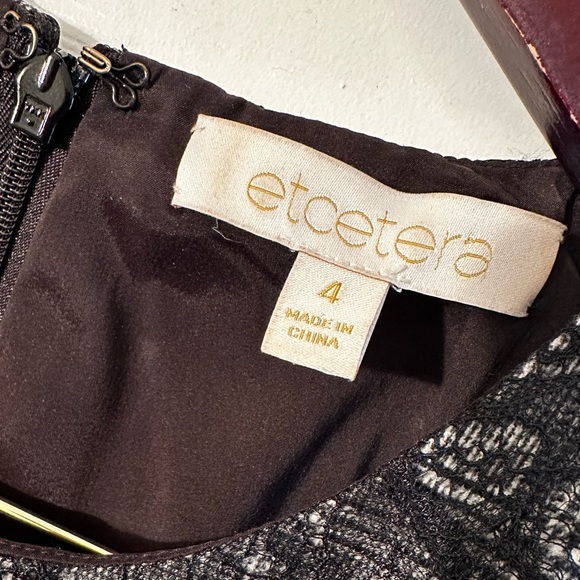 ETCETERA Gray Black Lace Wool Tweed LOOK Soft Sheath Sleeveless CLEAN Midi Sz 4 - Picture 3 of 13